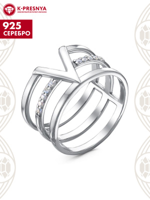 Кольцо серебро 925 пробы, покрытие - родирование, вставка - фианит (недрагоценный камень)