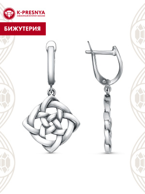 Серьги бижутерия, покрытие - серебрение с оксидированием, без вставок