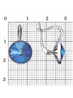 Серьги бижутерия, покрытие - серебрение с оксидированием, вставка - стекло ювелирное preciosa