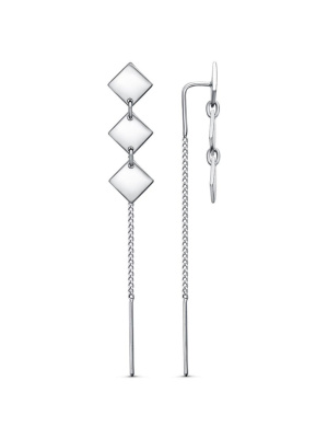 Серьги бижутерия, покрытие - платинирование, без вставок