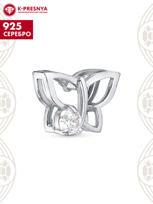 Подвеска серебро 925 пробы, покрытие - родирование, вставка - фианит (недрагоценный камень)