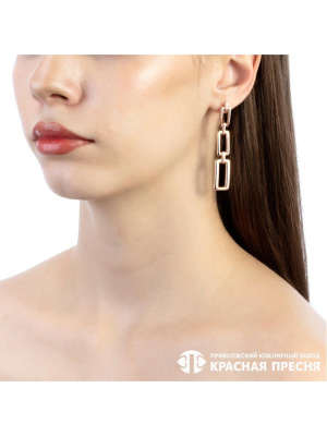 Серьги серебро 925 пробы, покрытие - золочение, без вставок