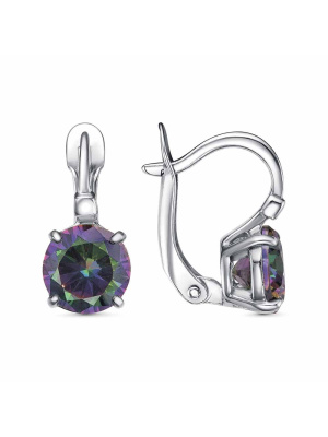 Серьги серебро 925 пробы, покрытие - платинирование, вставка - фианит (недрагоценный камень)