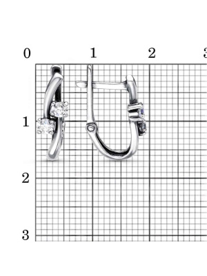 Серьги серебро 925 пробы, покрытие - родирование, вставка - фианит (недрагоценный камень)