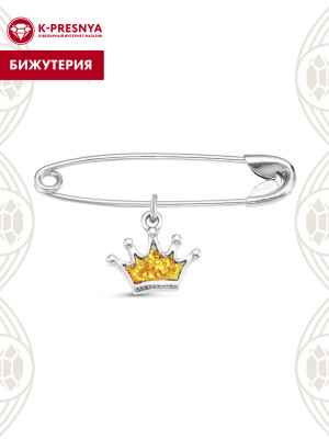 Брошь бижутерия, покрытие - серебрение, отделка - эмаль, без вставок