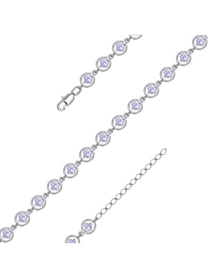 Браслет серебро 925 пробы, покрытие - платинирование, вставка - фианит (недрагоценный камень)