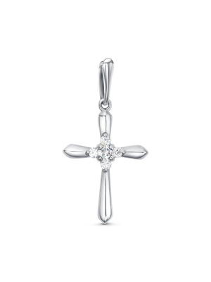 Подвеска серебро 925 пробы, покрытие - родирование, вставка - фианит (недрагоценный камень)