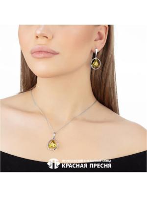 Подвеска серебро 925 пробы, покрытие - платинирование, вставка - фианит (недрагоценный камень)