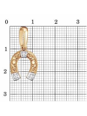 Подвеска серебро 925 пробы, покрытие - золочение, выборочное родирование, вставка - фианит (недрагоценный камень)