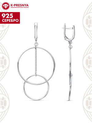 Серьги серебро 925 пробы, покрытие - родирование, без вставок