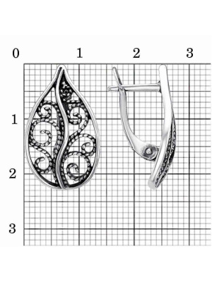 Серьги серебро 925 пробы, покрытие - оксидирование, без вставок