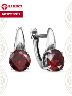 Серьги бижутерия, покрытие - серебрение с оксидированием, вставка - фианит (недрагоценный камень)