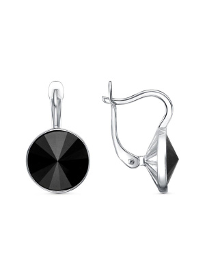 Серьги серебро 925 пробы, покрытие - родирование, вставка - стекло ювелирное preciosa