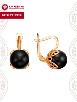 Серьги бижутерия, покрытие - золочение, вставка - имитация жемчуга