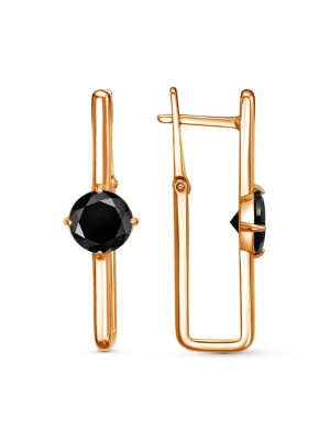 Серьги серебро 925 пробы, покрытие - золочение, вставка - фианит (недрагоценный камень)