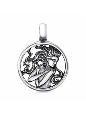 Подвеска "дева" бижутерия, покрытие - серебрение с оксидированием, без вставок