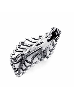 Брошь бижутерия, покрытие - серебрение с оксидированием, отделка - алмазная грань, без вставок