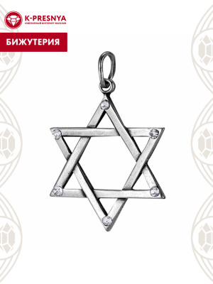 Подвеска бижутерия, покрытие - серебрение с оксидированием, вставка - стекло ювелирное preciosa