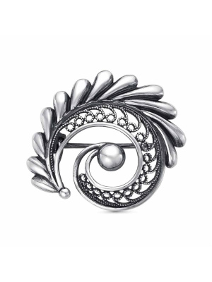 Брошь серебро 925 пробы, покрытие - оксидирование, без вставок