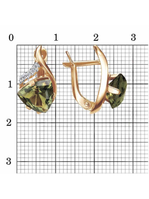 Серьги серебро 925 пробы, покрытие - золочение, выборочное родирование