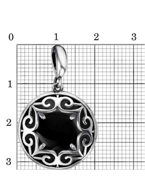 Подвеска бижутерия, покрытие - серебрение с оксидированием, вставка - стекло ювелирное собственной огранки