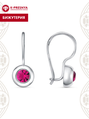 Серьги бижутерия, покрытие - серебрение, вставка - стекло ювелирное preciosa