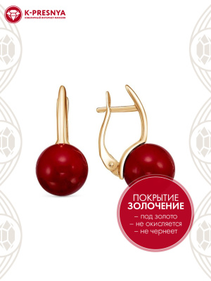 Серьги серебро 925 пробы, покрытие - золочение, вставка - имитация жемчуга