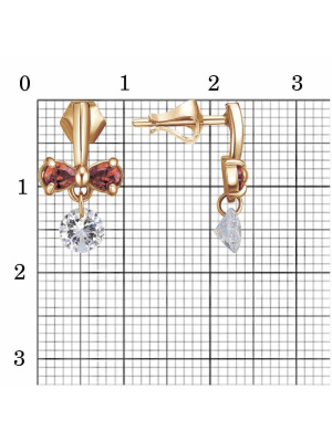 Серьги бижутерия, покрытие - золочение, вставка - фианит (недрагоценный камень)
