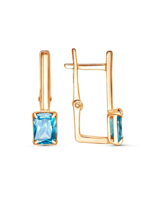 Серьги бижутерия, покрытие - золочение, вставка - фианит (недрагоценный камень)