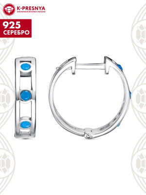 Серьги серебро 925 пробы, покрытие - родирование, вставка - наноситалл