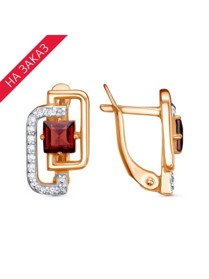 Серьги серебро 925 пробы, покрытие - золочение, выборочное родирование