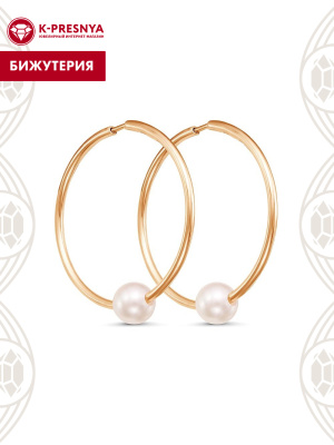 Серьги бижутерия, покрытие - золочение, вставка - имитация жемчуга