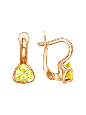 Серьги бижутерия, покрытие - золочение, вставка - фианит (недрагоценный камень)