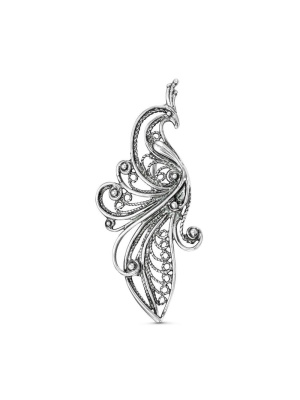 Брошь бижутерия, покрытие - серебрение с оксидированием, без вставок