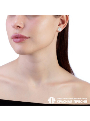 Серьги серебро 925 пробы, покрытие - золочение, вставка - перламутр