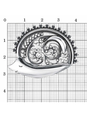 Брошь серебро 925 пробы, покрытие - оксидирование, без вставок