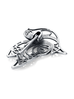 Брошь бижутерия, покрытие - серебрение с оксидированием, без вставок