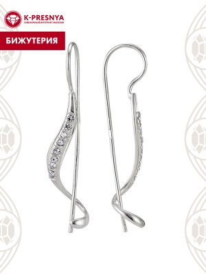 Серьги бижутерия, покрытие - серебрение, вставка - стекло ювелирное preciosa