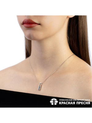 Колье серебро 925 пробы, покрытие - родирование, вставка - фианит (недрагоценный камень)