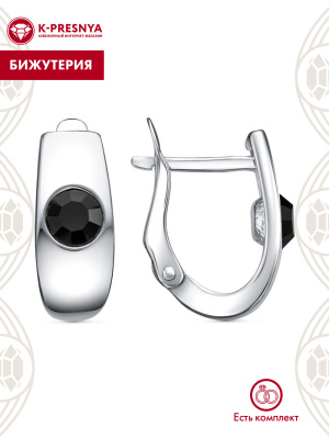 Серьги бижутерия, покрытие - платинирование, вставка - стекло ювелирное preciosa