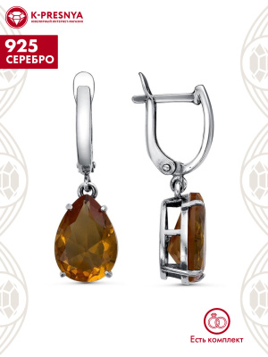 Серьги серебро 925 пробы, покрытие - оксидирование, вставка - искусственный султанит