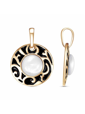 Подвеска бижутерия, покрытие - золочение, отделка - эмаль, вставка - перламутр