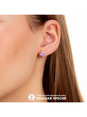 Серьги серебро 925 пробы, без покрытия, вставка - фианит (недрагоценный камень)