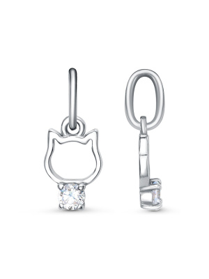 Подвеска серебро 925 пробы, покрытие - родирование, вставка - фианит (недрагоценный камень)