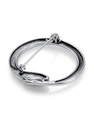 Брошь бижутерия, покрытие - серебрение с оксидированием, вставка - стекло ювелирное preciosa