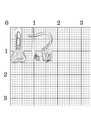 Серьги серебро 925 пробы, покрытие - родирование, вставка - фианит (недрагоценный камень)