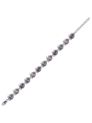 Браслет бижутерия, покрытие - серебрение с оксидированием, вставка - фианит (недрагоценный камень)