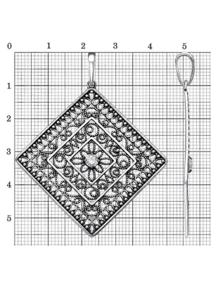 Подвеска серебро 925 пробы, покрытие - оксидирование, вставка - фианит (недрагоценный камень)