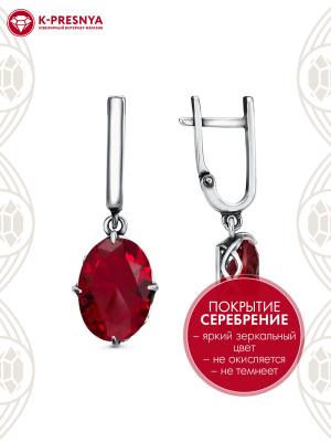 Серьги бижутерия, покрытие - серебрение с оксидированием, вставка - стекло ювелирное preciosa