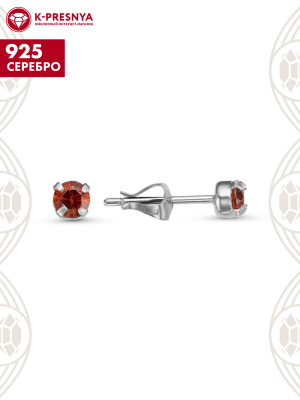 Серьги серебро 925 пробы, без покрытия, вставка - фианит (недрагоценный камень)